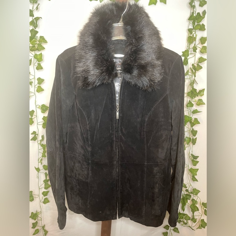 Black Dennis basso jacket with fur neck | size medium